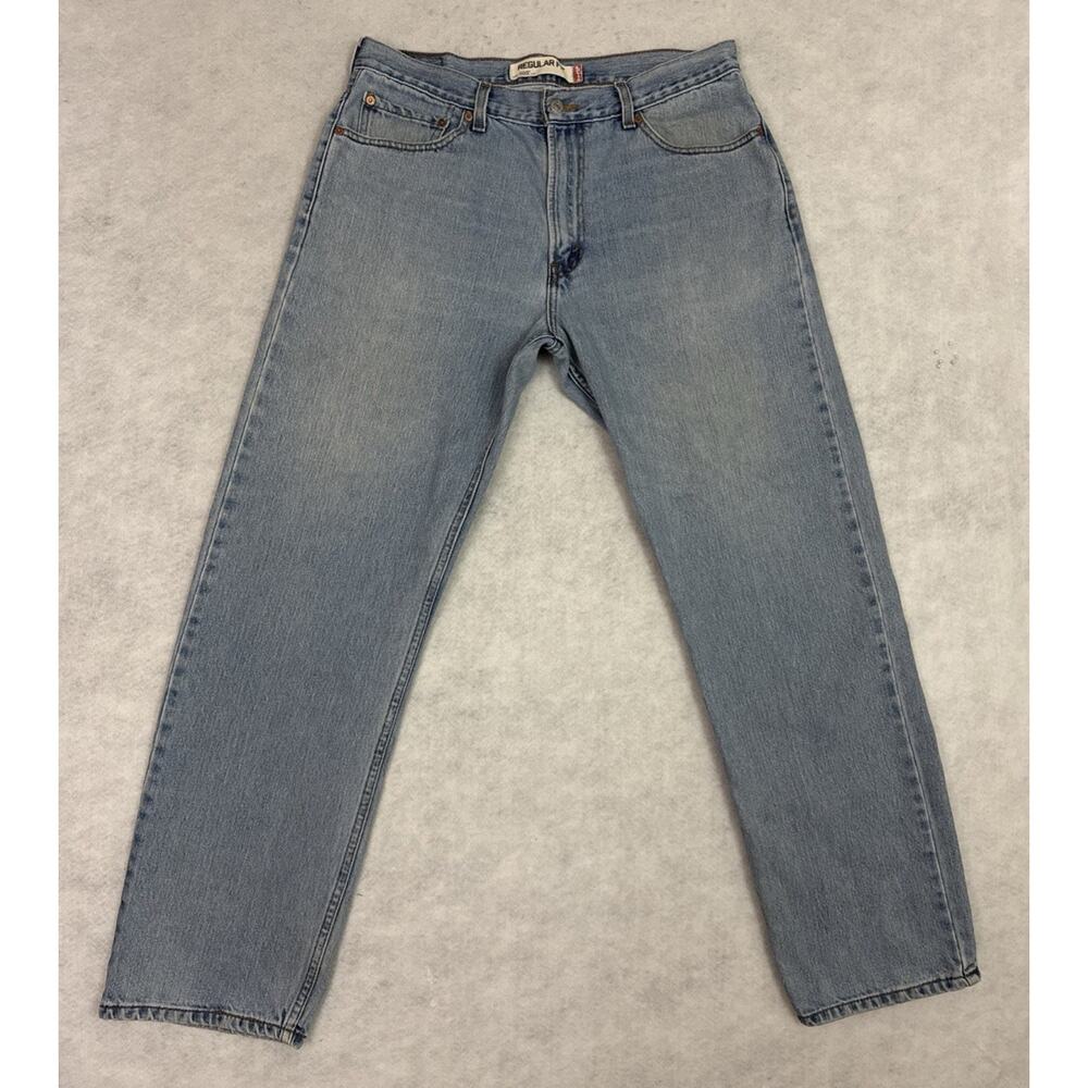 Levis 505 Jeans Mens 36x32 Light Wash Regular Fit Straight Leg Denim
